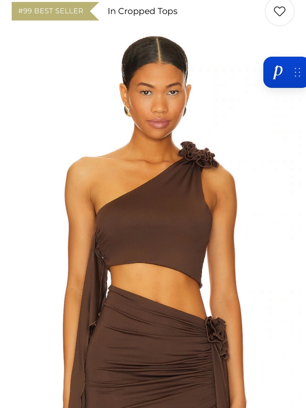 Lovers + Friends Brown One-Shoulder Crop Top & Skirt Set